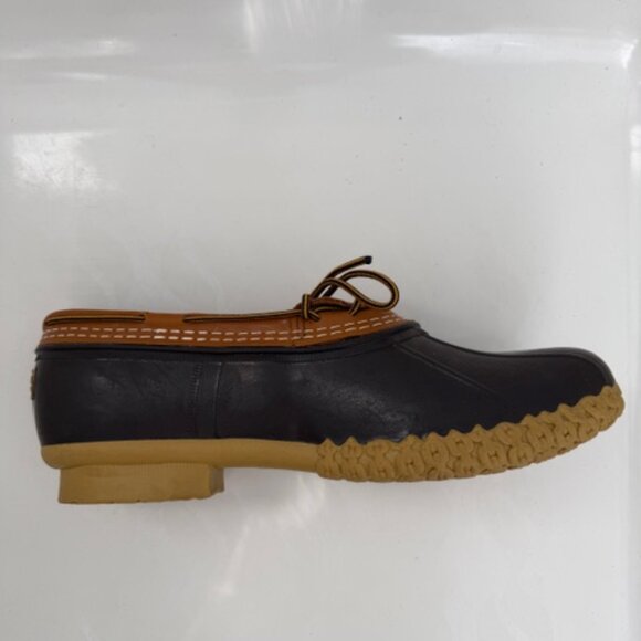 LL Bean Original Bean Boots Rubber Duck Mocs Brown and Tan Leather Sz 13W - Picture 10 of 14